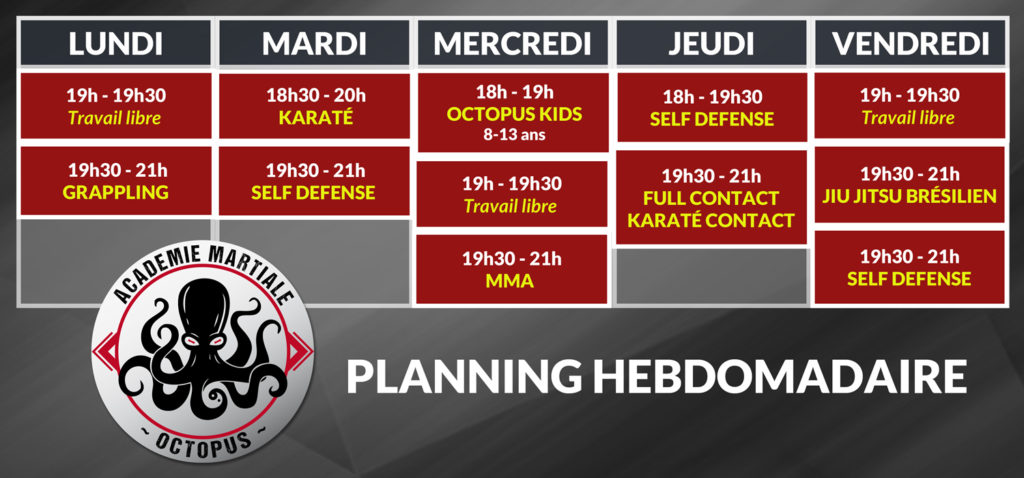 Planning Hebdomadaire - Académie Martiale Octopus