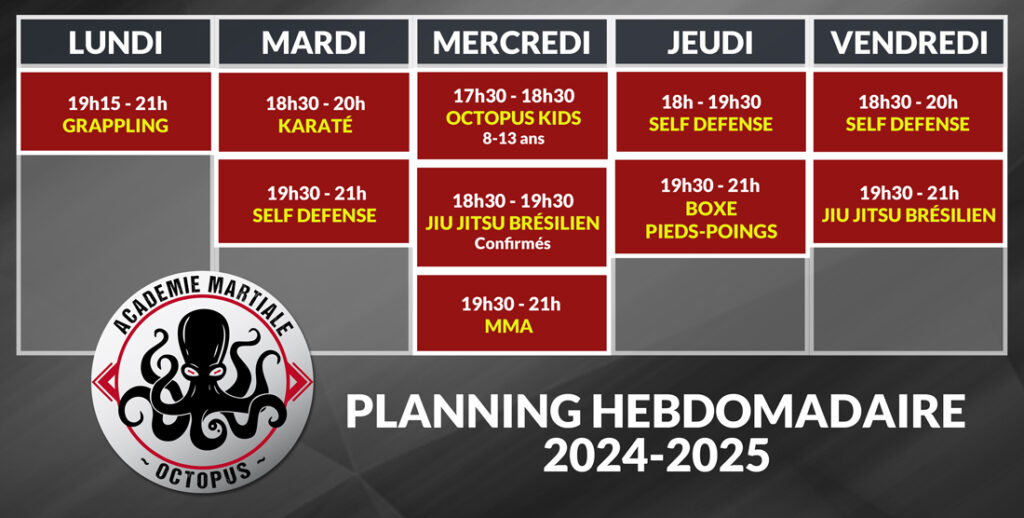 Planning - Académie Martiale Octopus